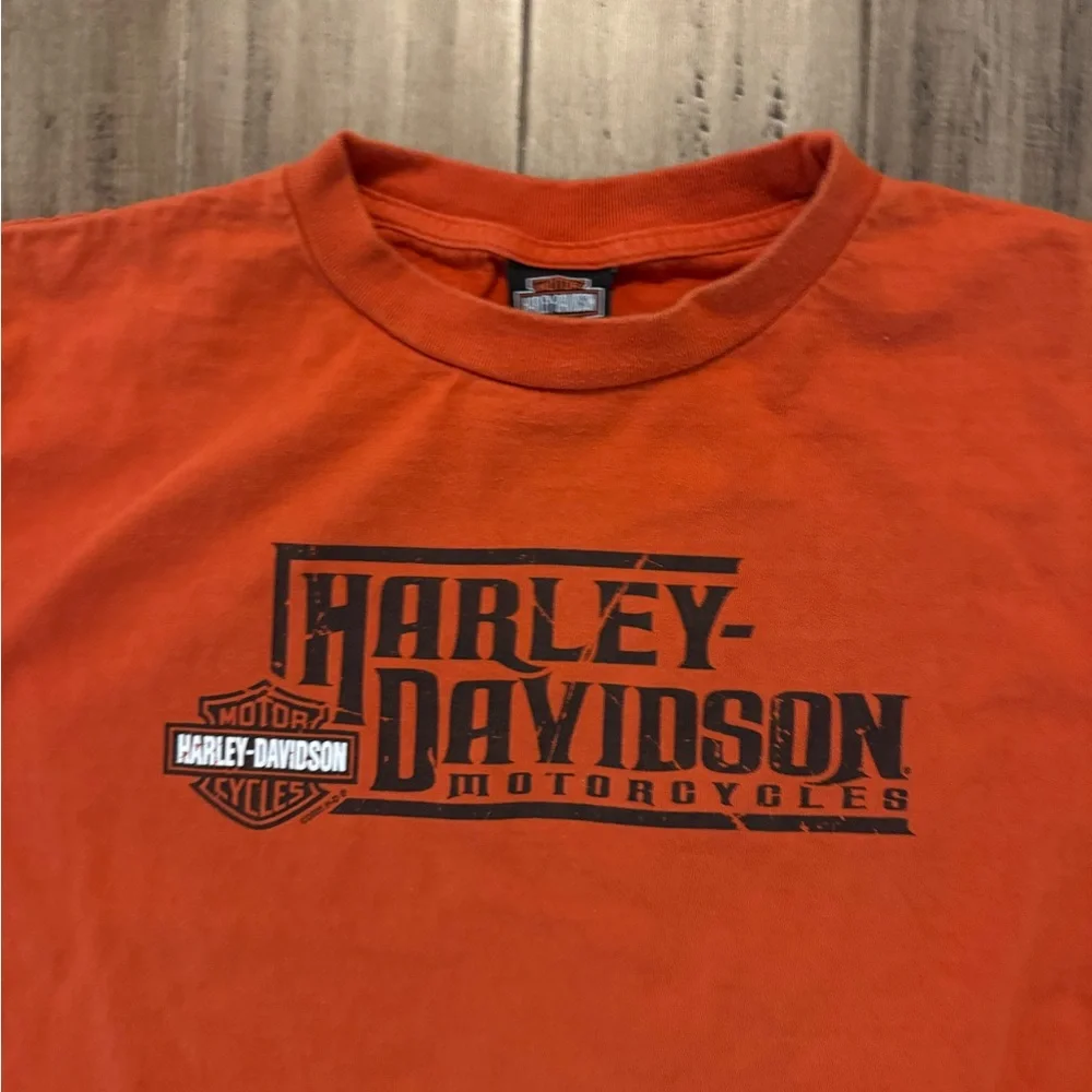 Y2K 2005 Harley-Davidson Men's Orange Tee - Picture 3 of 5